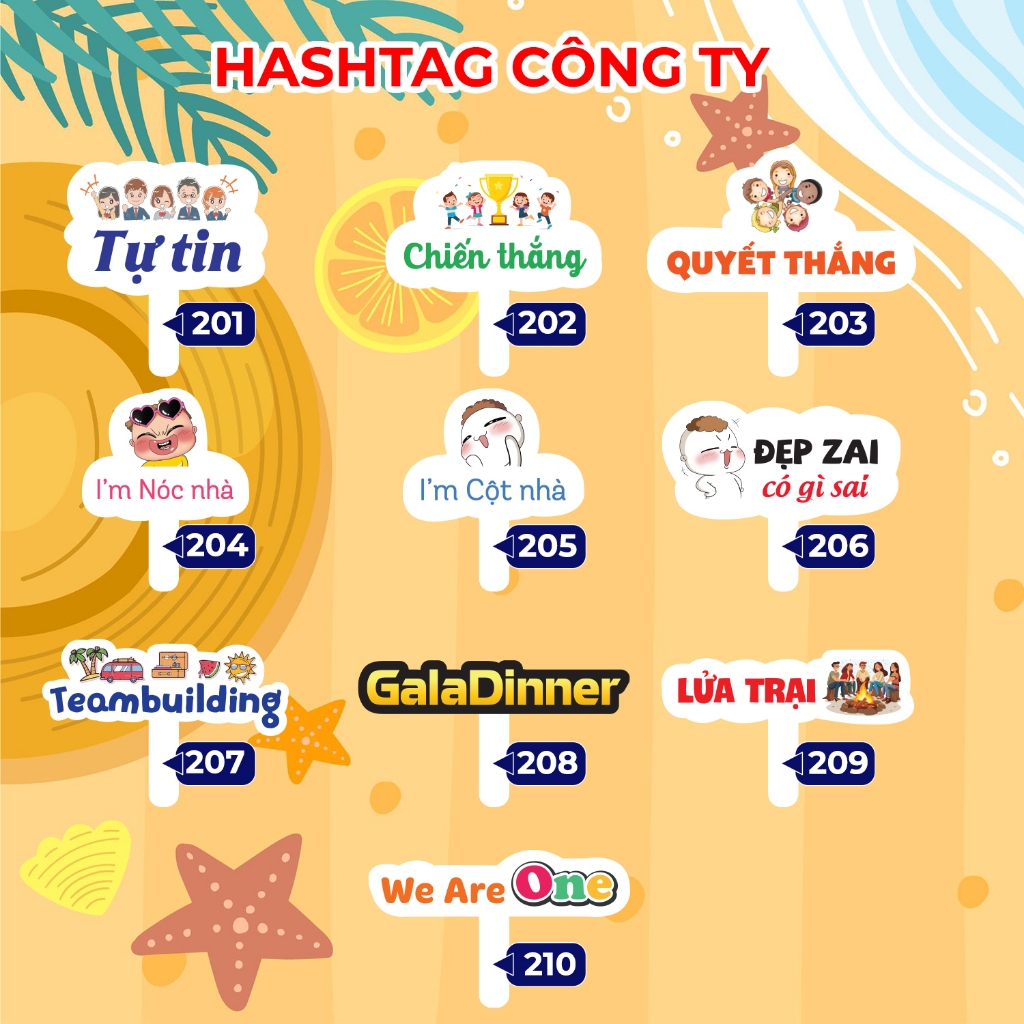 Bảng hashtag cầm tay chụp ảnh CÔNG TY, SỰ KIỆN, YEPT, TẤT NIÊN (MS 201 ...