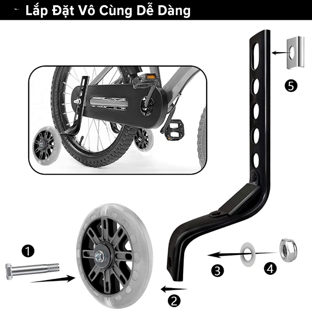 Ảnh Bánh Phụ Xe Đạp Trẻ Em Chính Hãng Amalife Phát Sáng Đủ Cỡ 12-14-16-18-20inch Chọn Màu Chắc Chắn 3