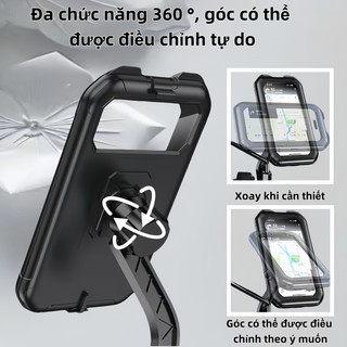 Giá đỡ điện thoại di động chống nước và chống rơi đa năng cho xe máy và xe đạp, xoay 360 độ tự do, màn hình cảm ứng
