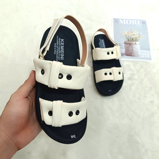 Giày Sandal nữ IGU hai quai lỗ cao 3cm mút mềm êm chân phong cách Hàn Quốc