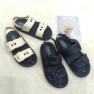 Giày Sandal nữ IGU hai quai lỗ cao 3cm mút mềm êm chân phong cách Hàn Quốc
