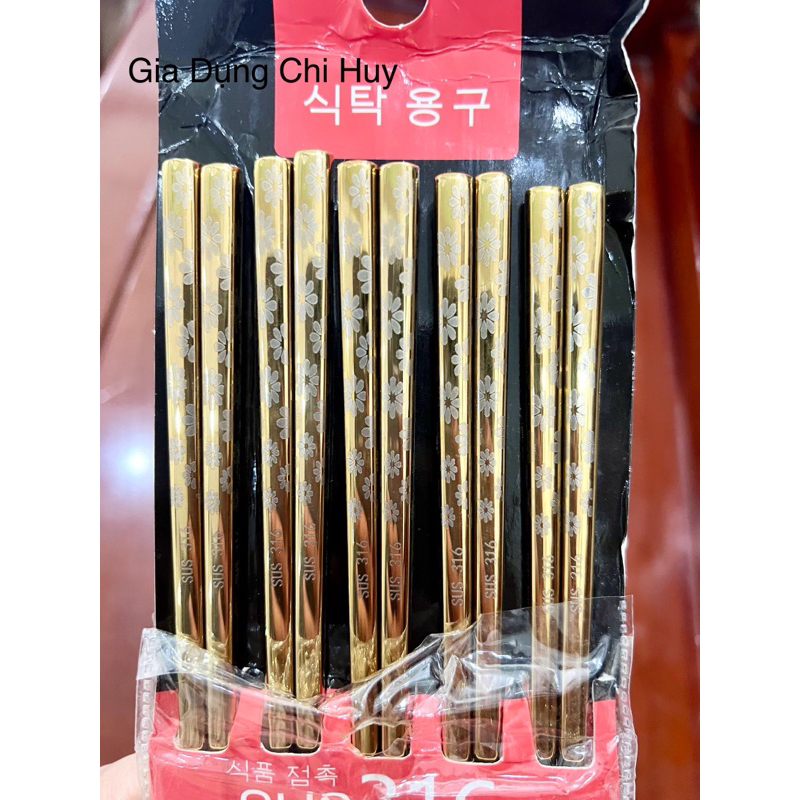 Đũa hoa Inox 316 Cao Cấp ĐẦU VUÔNG Chống Trơn Trượt Hàn Quốc SET 5 Đôi ...