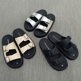 Dép Nữ Đế Xuồng 3cm Cao Cấp,Dép 2 Quai Da Mềm Đính Khoá Dễ Thương Phong Cách Hàn Quốc.