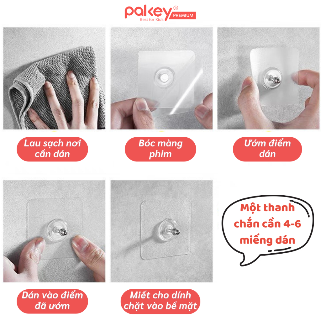 Ảnh Phụ Kiện Miếng Dán Dành Cho Thanh Chắn Giường Pakey Siêu Chắc Chắn, Không Cần Khoan Đục 1
