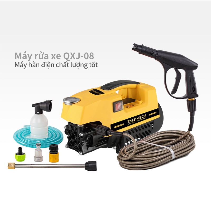 Máy Xịt Rửa Xe Cầm Tay TankMech QXJ-08 Kèm Súng Rửa Xe Áp Lực Cao, Dây Nối 15m, Dây Hút Nước, Bình Tạo Tuyết