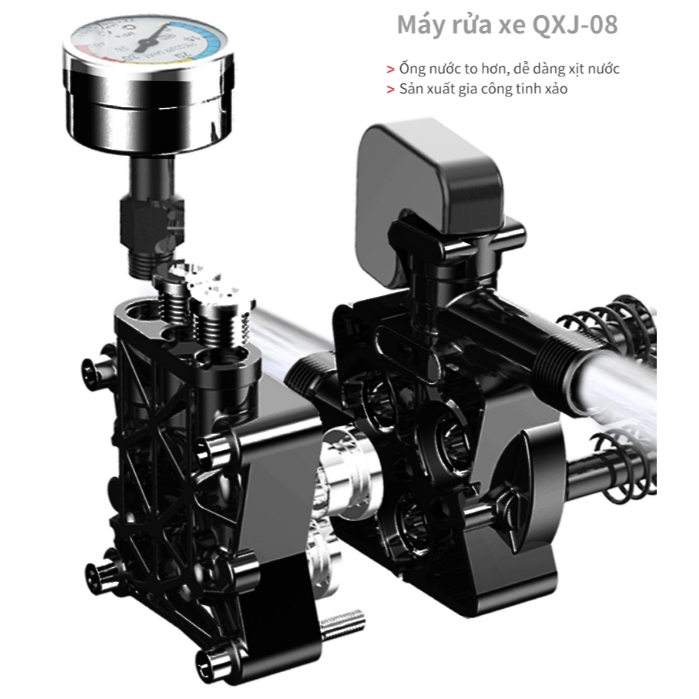 Máy Xịt Rửa Xe Cầm Tay TankMech QXJ-08 Kèm Súng Rửa Xe Áp Lực Cao, Dây Nối 15m, Dây Hút Nước, Bình Tạo Tuyết