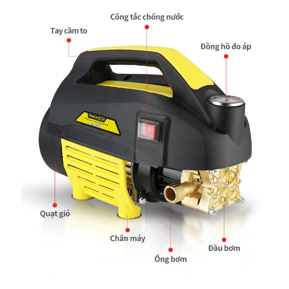 Máy rửa xe- TANKMECHE QXJ-02 Rửa xe gia đình áp lực cao Siêu khỏe phun rửa mạnh mẽ bảo hành chính hxng 6 tháng