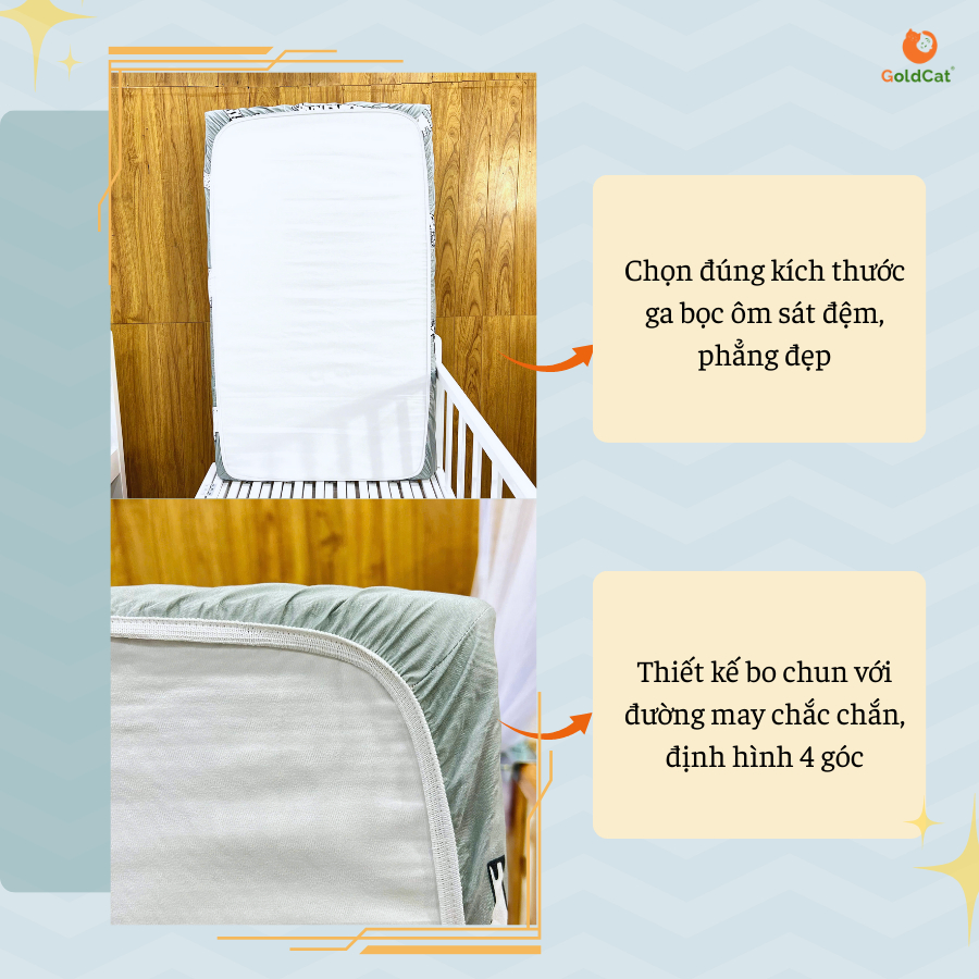 Ảnh Ga Chống Thấm GOLDCAT Mặt Vải Cotton Thấm Hút, Ngăn Ngừa Đệm Ẩm Mốc, Hoạ Tiết Thú Rừng Đáng Yêu 3