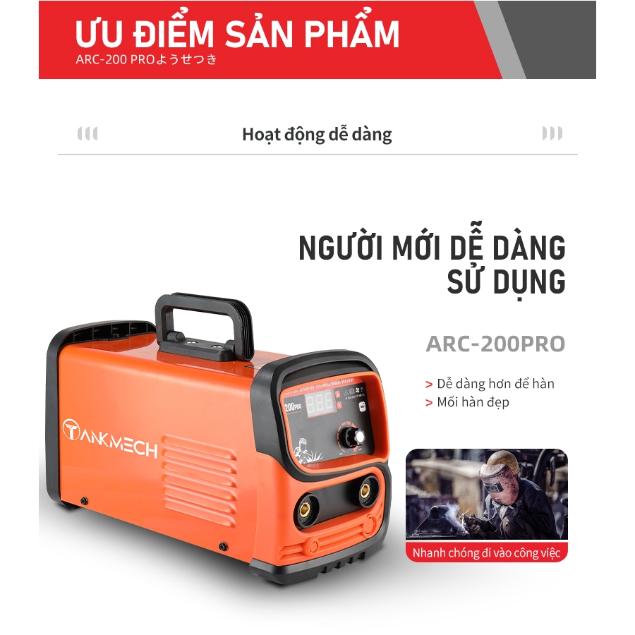 Máy Hàn Cầm Tay Công Suất Lớn ARC 200PRO Công Nghệ Châu Âu Tặng  Mỏ Hàn Điện Tử, Kẹp Mát, Mặt Nạ, Chổi Gõ Sỉ