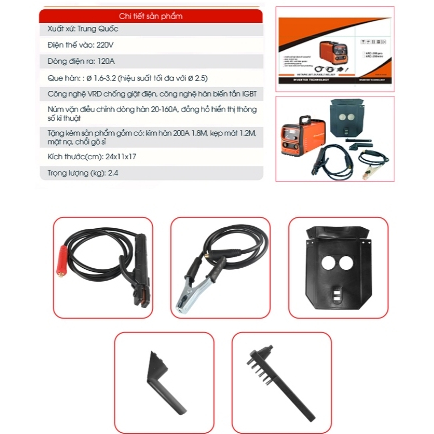 Máy Hàn Cầm Tay Công Suất Lớn ARC 200PRO Công Nghệ Châu Âu Tặng  Mỏ Hàn Điện Tử, Kẹp Mát, Mặt Nạ, Chổi Gõ Sỉ