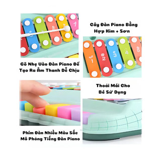 Đàn Piano Cho Bé Kết Hợp Đàn Gõ Âm Thanh 8 Phím Cho Bé - Đàn Cho Bé Chất Liệu Nhựa ABS An Toàn Phù Hợp Bé 1 Tuổi