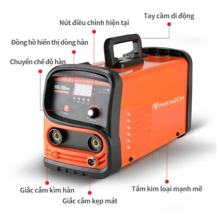 Máy Hàn Điện Tử Mini TANKMECH MIG 200PRO Hàng Công Ty Chính Hãng Công Nghệ Inverter Chống Giật Đầy Đủ Phụ Kiện Đi Kèm