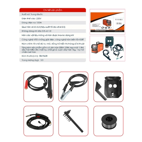 Máy Hàn Điện Tử Mini TANKMECH MIG 200PRO Hàng Công Ty Chính Hãng Công Nghệ Inverter Chống Giật Đầy Đủ Phụ Kiện Đi Kèm