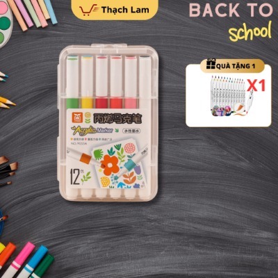 Set 60 Bút Màu ACRYLIC Marker đầu nhọn chống thấm nước không bị nhòe vẽ lên được đa dạng chất liệu