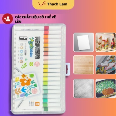 Set 60 Bút Màu ACRYLIC Marker đầu nhọn chống thấm nước không bị nhòe vẽ lên được đa dạng chất liệu