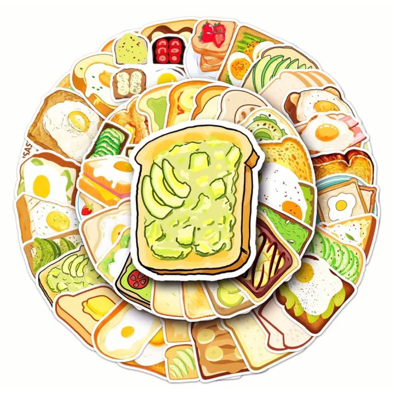 set 60 sticker sandwich siêu bắt mắt trang trí văn phòng phẩm dụng cụ học tập sách vở note book sổ tay.