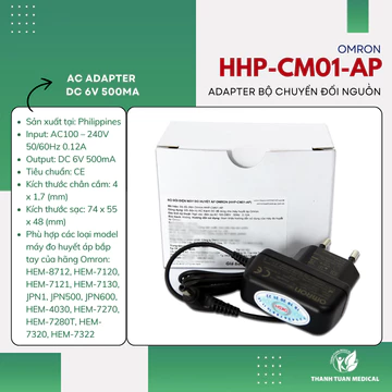 Bộ chuyển đổi điện áp máy huyết áp Omron AC Adapter DC 6V 500mA