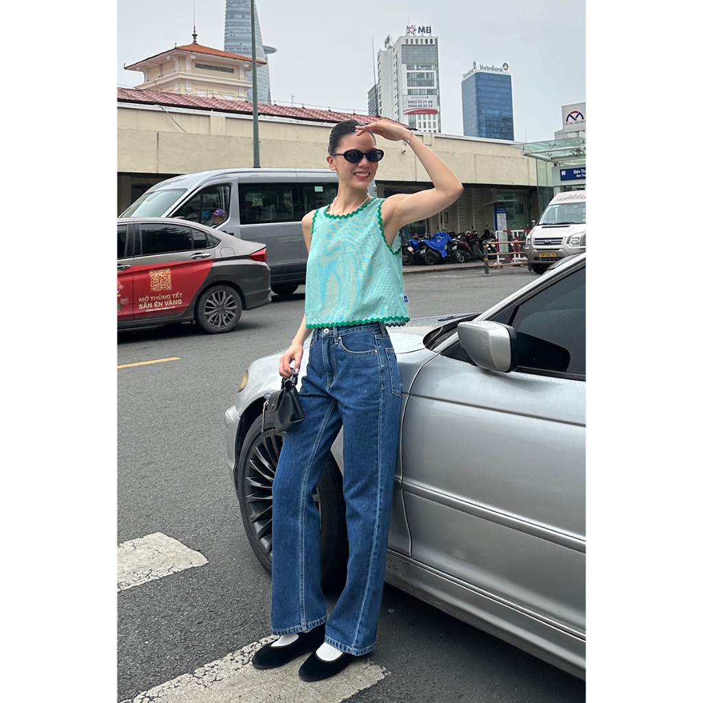 TheBlueTshirt - Quần jeans lưng cao ống suông cho nữ - Life Jeans - Women