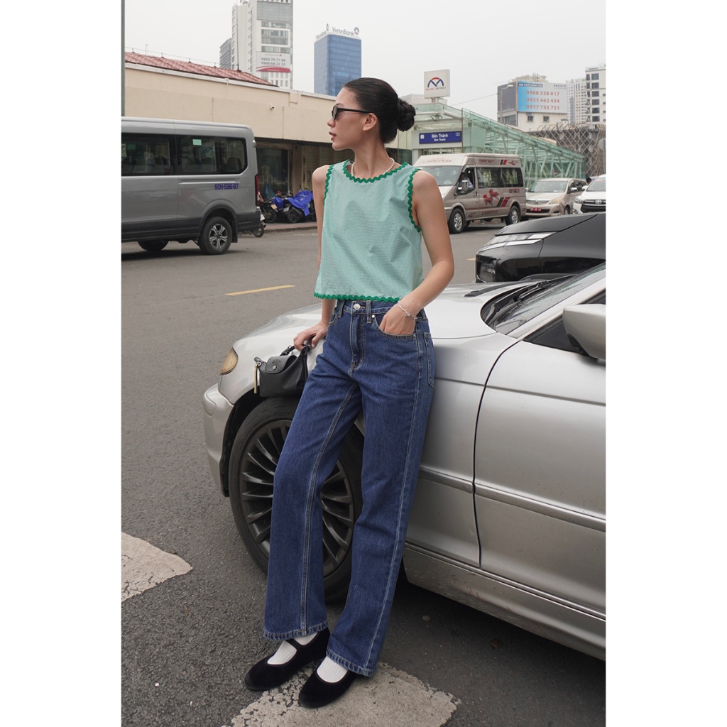 TheBlueTshirt - Quần jeans lưng cao ống suông cho nữ - Life Jeans - Women