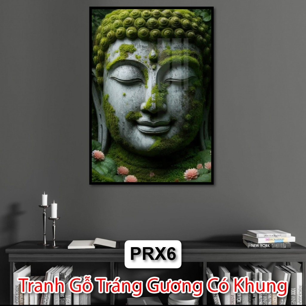 Tranh Gỗ Tráng Gương Phật Phong Cách Rừng Xanh - Tranh Phật Tráng Gương Đẹp - Tranh Gỗ Tráng Gương Phật Giáo