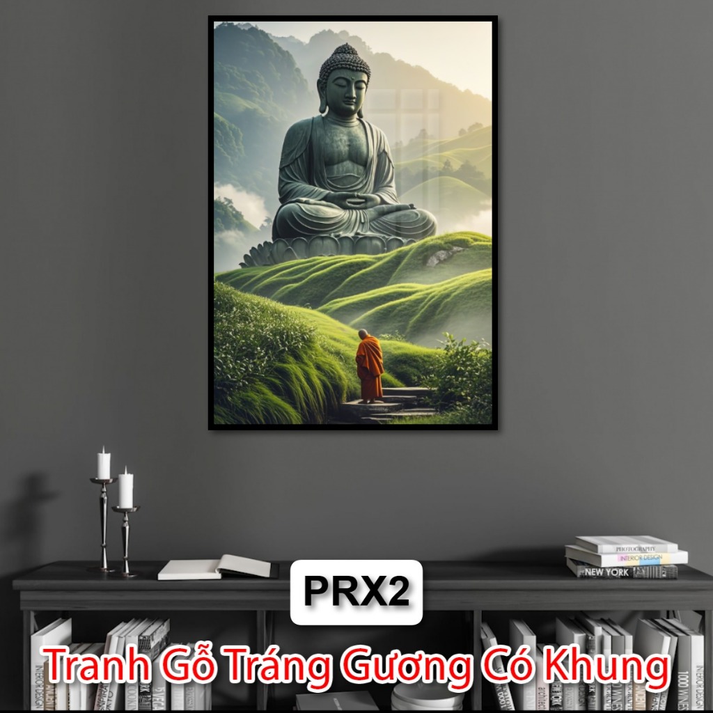 Tranh Gỗ Tráng Gương Phật Phong Cách Rừng Xanh - Tranh Phật Tráng Gương Đẹp - Tranh Gỗ Tráng Gương Phật Giáo