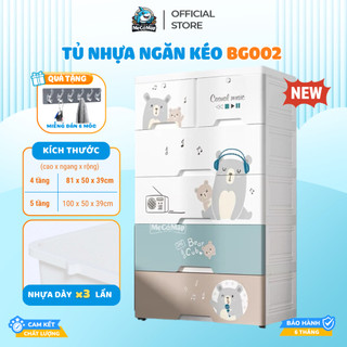 Tủ Nhựa Quần Áo Cho Bé, Tủ Quần Áo Trẻ Em Có Bánh Xe Di Chuyển Và Ngăn Khóa Tiện Lợi BG002