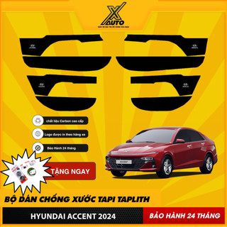 Bộ Dán Chống Xước Tapli Cửa Xe Hyundai Accent - Viền Vân Da Carbon Cao Cấp( tặng 1 bộ gương cầu lồi)