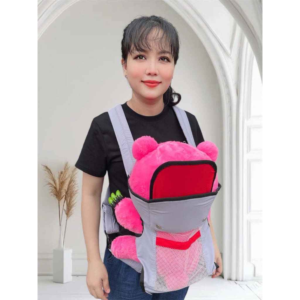 [ ĐỊU ] Địu em bé sơ sinh 4 tư thế có đỡ cổ đai địu đa năng cho bé mặt lưới thoáng gọn nhẹ