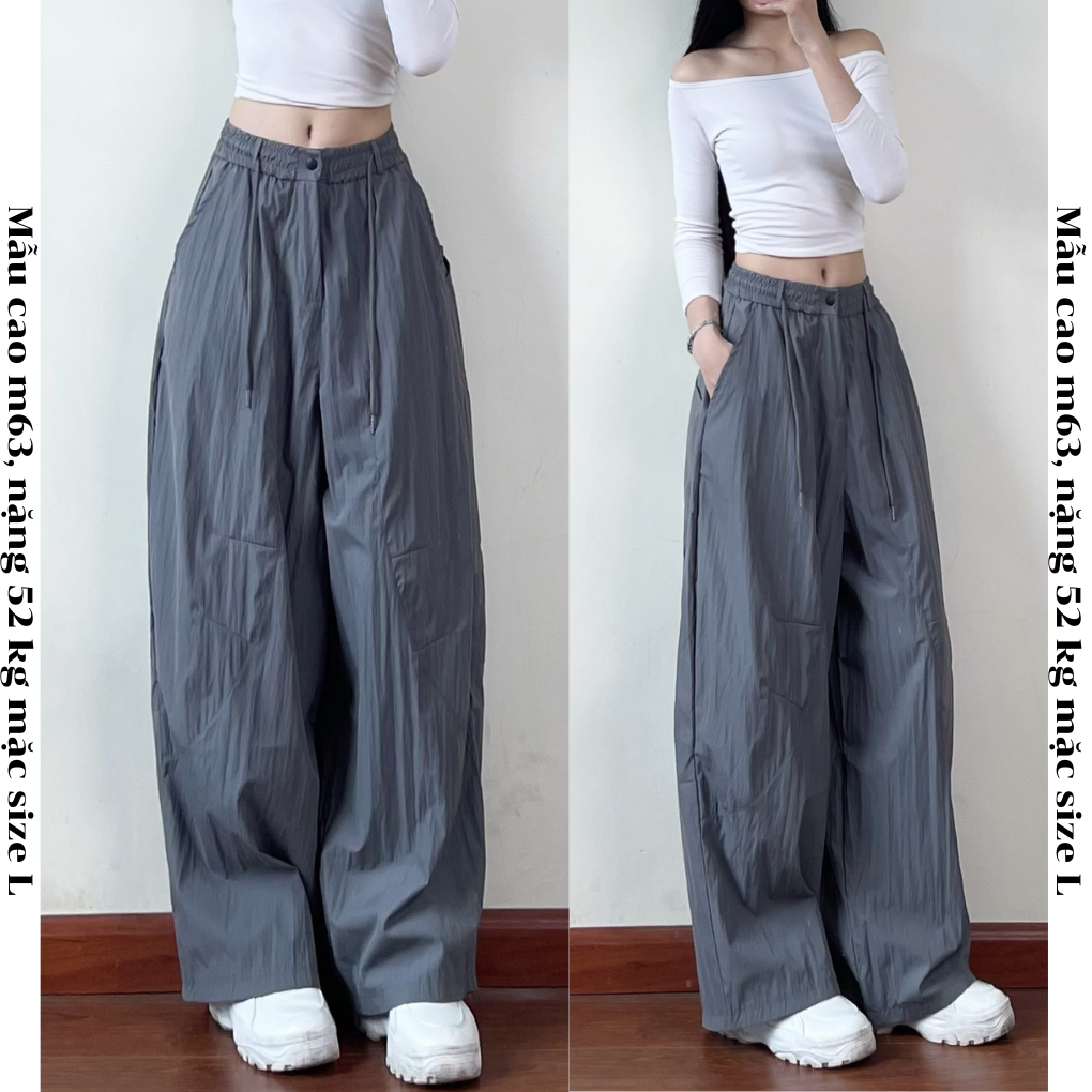 Ảnh Quần harem parachute pants vintage bigsize 2 túi dáng thụng Emix 3
