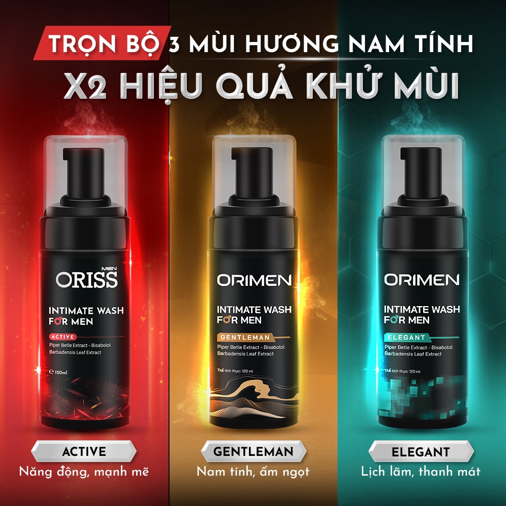 Combo 2 Bọt Vệ Sinh Nam Giới Orimen Gentleman & Elegant Sạch Khuẩn Khử Mùi Ngăn Nấm Ngứa Lưu Hương Nước Hoa