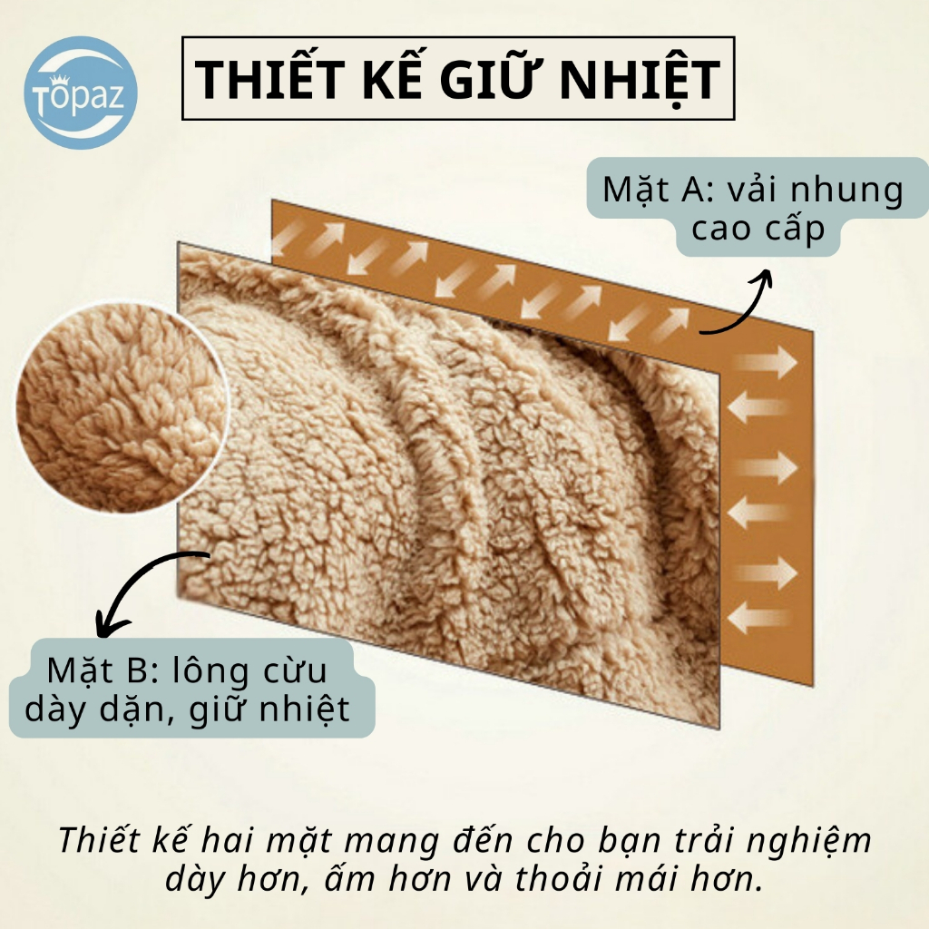 Chăn lông cừu mùa đông siêu nhẹ chính hãng TOPAZ nhập khẩu siêu mềm mịn cực kỳ ấm áp trong thời tiết đại hàn