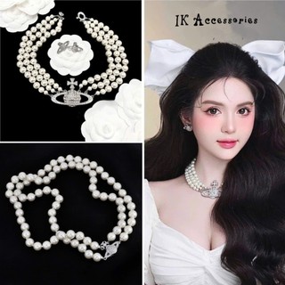 Vòng Cổ Choker Ngọc Trai Nhiều Tầng Vivi Hình Sao Thổ Choker Ngọc Trai Nhân Tạo N11
