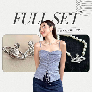 Vòng Cổ Choker Ngọc Trai Nhiều Tầng Vivi Hình Sao Thổ Choker Ngọc Trai Nhân Tạo N11