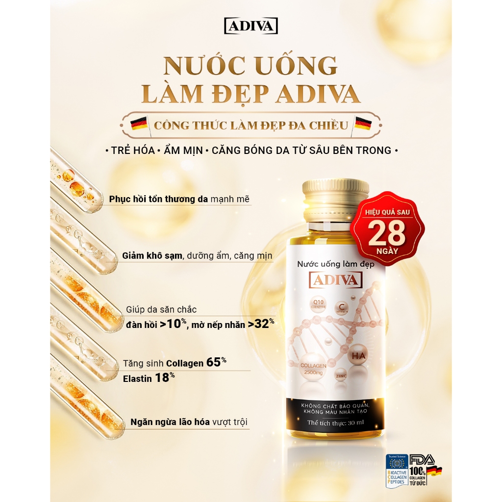Ảnh Combo 6 Hộp Nước Uống Làm Đẹp Collagen ADIVA Tem Trắng (84 Chai) - Giúp Làn Da Săn Chắc, Ảm Mịn Và Căn 4