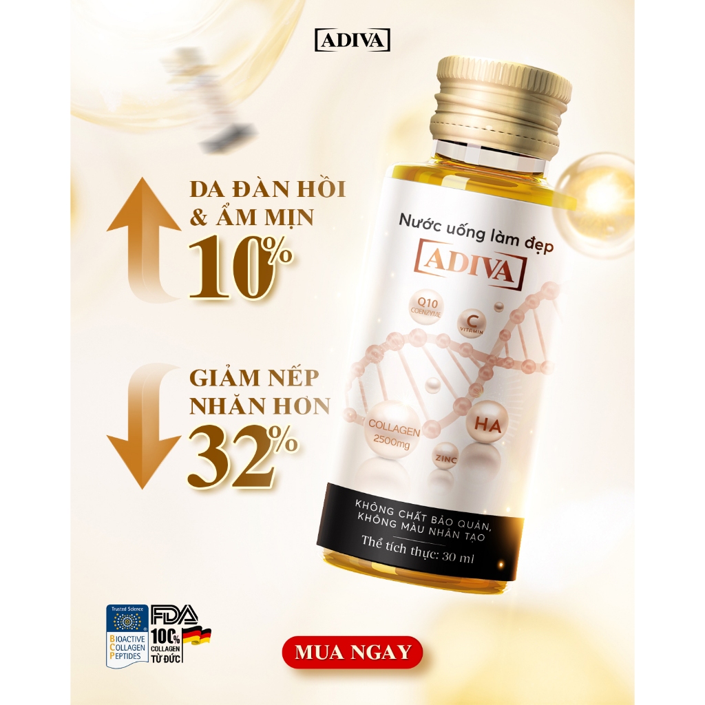 Ảnh Combo 6 Hộp Nước Uống Làm Đẹp Collagen ADIVA Tem Trắng (84 Chai) - Giúp Làn Da Săn Chắc, Ảm Mịn Và Căn 1