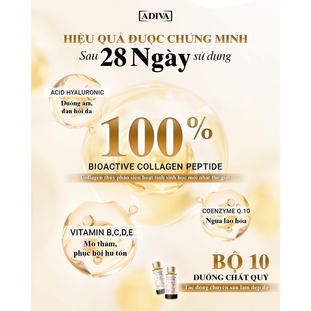 Ảnh Combo 6 Hộp Nước Uống Làm Đẹp Collagen ADIVA Tem Trắng (84 Chai) - Giúp Làn Da Săn Chắc, Ảm Mịn Và Căn 3
