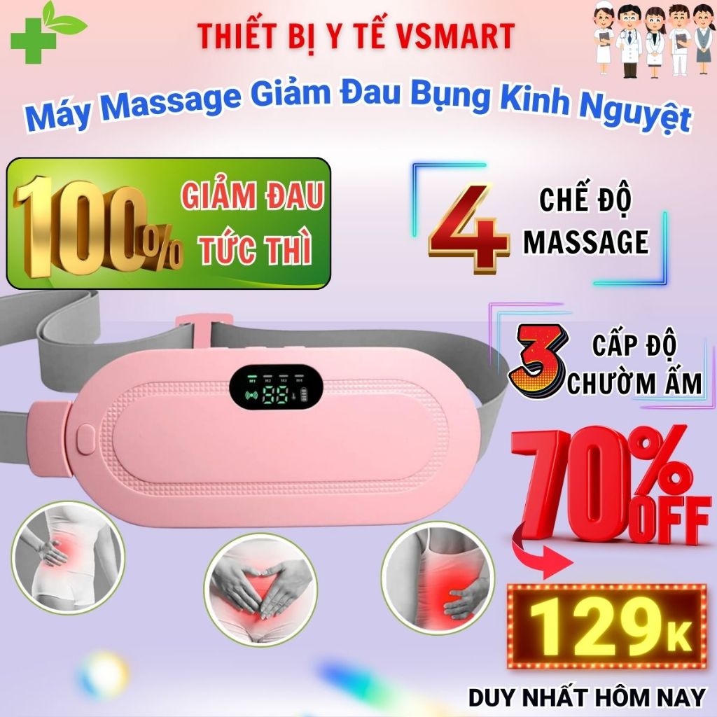 Đai Chườm Ấm Massage Bụng Kinh, Đai Đeo Mát Xa Giảm Đau Bụng Kinh Rung và Làm Ấm, Set Quà Tặng Người Yêu Giá Rẻ