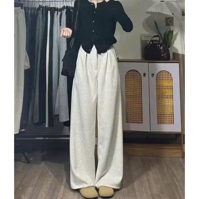 quần dài nữ dáng dài ống rộng 3 màu chất vải cotton mền mại co dãn phong cách trẻ trung Donna Hcom3704