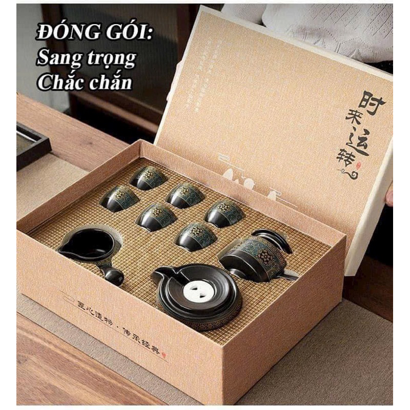 BỘ ẤM TRÀ XOAY 9 MÓN - VPP QUỐC HUY