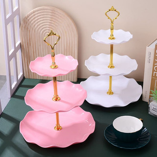 Khay mứt 3 tầng bằng nhựa, Khay đựng bánh kẹo mứt hoa quả 3 tầng decor,