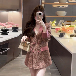 Áo khoác dạ tweet dệt kim cao cấp dành cho nữ mùa xuân thu nhẹ nhàng sang trọng dáng rộng