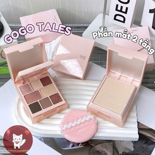 [GOGO TALES] Bảng Phấn Mắt GOGO TALES 2 Tầng, Kèm Phấn Phủ Và Mút Tán, Đa Năng, Vỏ Hồng (GT740)