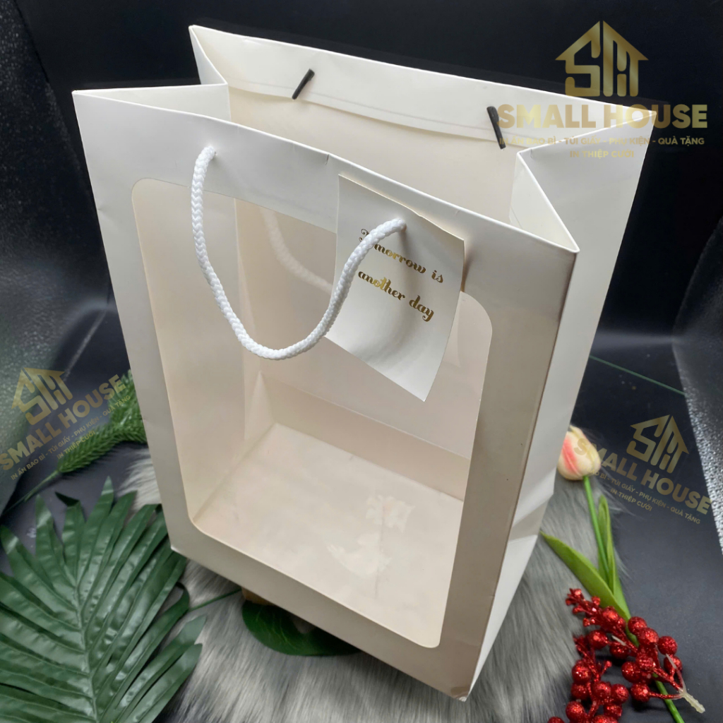 [SIÊU HOT] set 5 Túi giấy mặt kính mika đựng hoa , quà tặng size khủng, Không Thấm Nước