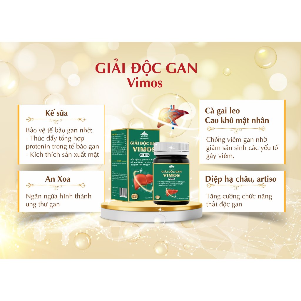 Giải Độc Gan Vimos mát gan tăng cường chức năng gan viêm gan, xơ gan, người uống nhiều bia rượu