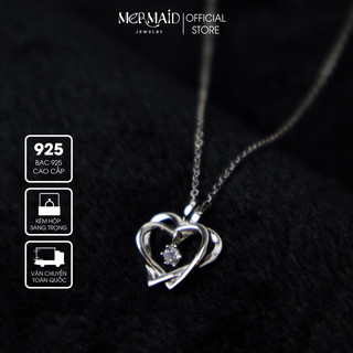 Dây chuyền bạc nữ mặt trái tim đan xen đính đá lấp lánh Hearts Entwined, kèm hộp và túi đựng sang trọng