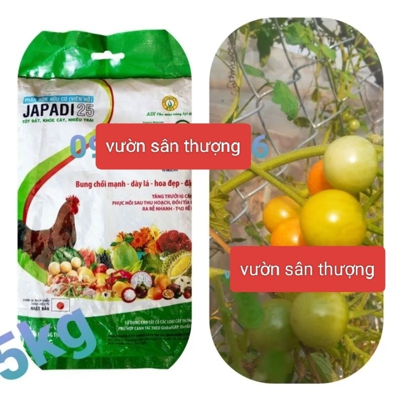 Phân Gà Hữu Cơ Viên Nở Nhật  Bản Japadi 25 (5kg) Bón Lót và thúc Cho Rau, Củ Quả, Cây Cảnh, Hoa Hồng,...