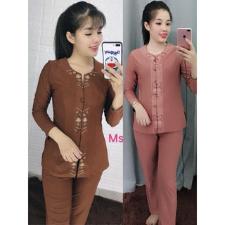 Cổ Khoá Thêu Lắc Sen # Big size Trung Niên# Thun Co Giãn Đi Chùa