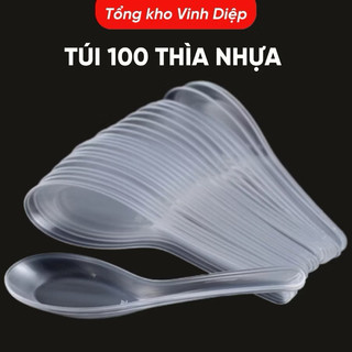 combo 100 thìa nhựa trắng