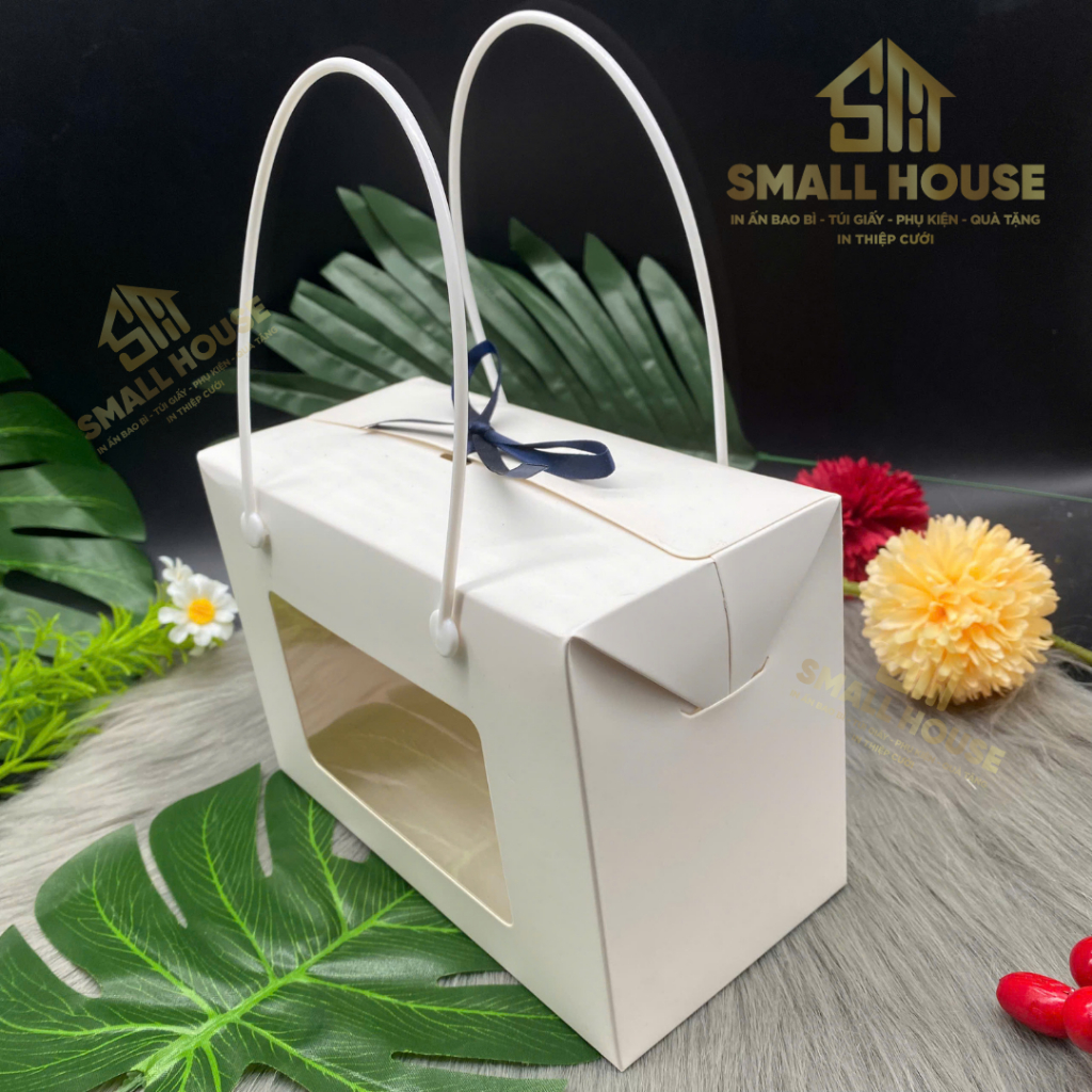 5 cái - Hộp giấy Mica mặt kính đựng 12 hũ yến 70ml,80ml,saffron đựng 2 hộp nhựa nắp nhôm 800ml, quà tặng