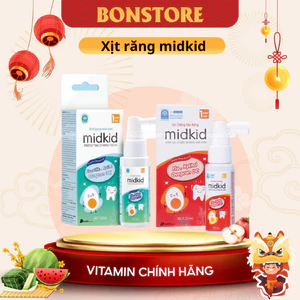 Xịt chống sâu răng MIDKID cho bé từ 1 tuổi giúp làm sạch và bảo vệ men răng, ngăn ngừa mảng bám ố vàng, hà mủn